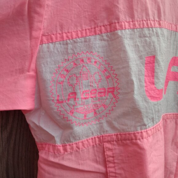 Vintage L.A. Gear Jacket Neon Pink Nylon Windbreaker Baggy Faded Made in U.S.A. - Picture 3 of 9